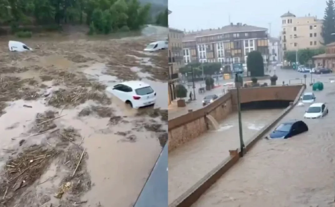 Nevrijeme pogodilo Španiju: Automobili plivali cestama, tuča oštetila avion u letu