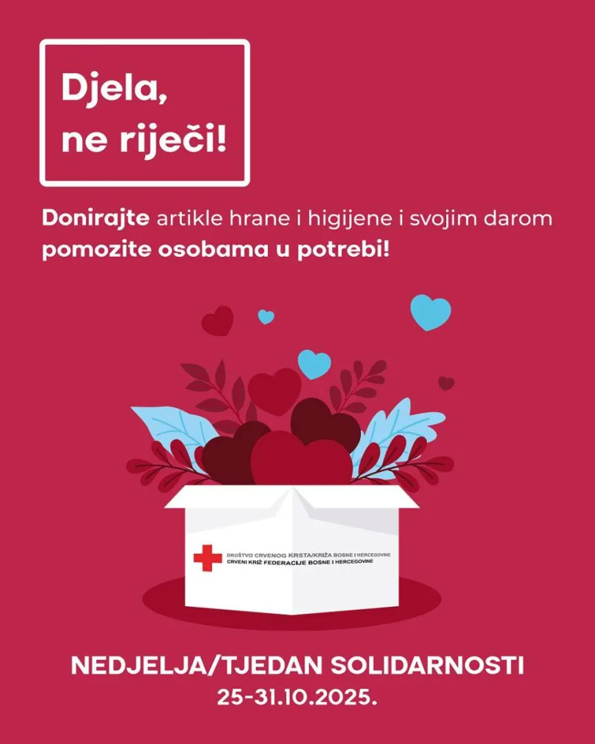 Crveni križ FBiH u posljednjoj sedmici oktobra obilježava Sedmicu solidarnosti