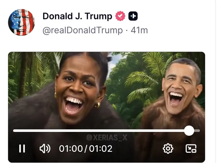 Trump obrisao video u kojem su Barack i Michelle Obama prikazani kao majmuni