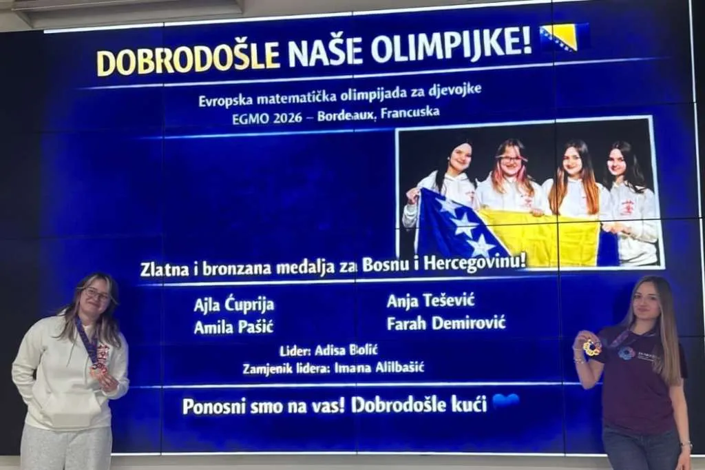 Zlatna i bronzana medalja za Bosnu i Hercegovinu na Evropskoj matematičkoj olimpijadi za djevojke