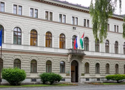 Zastava Palestine koja je skinuta sa zgrade Vlade, istaknuta na palati predsjednice Slovenije