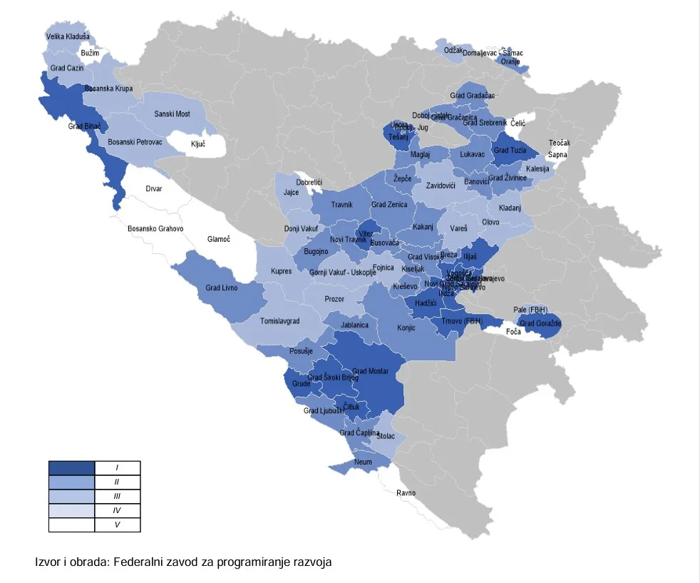 Podaci o razvijenosti FBiH: Sarajevske opštine u vrhu, Široki Brijeg razvijeniji od Mostara i Tuzle
